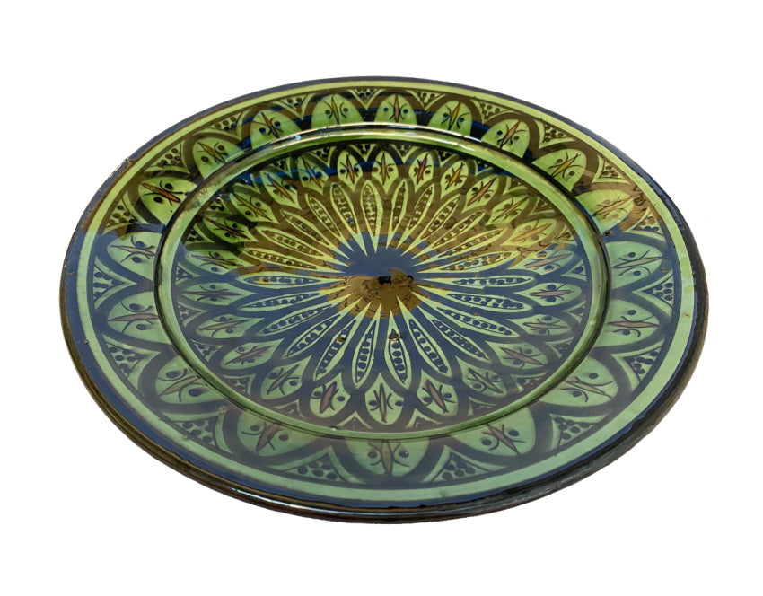Moroccan pottery plate green, Ø25