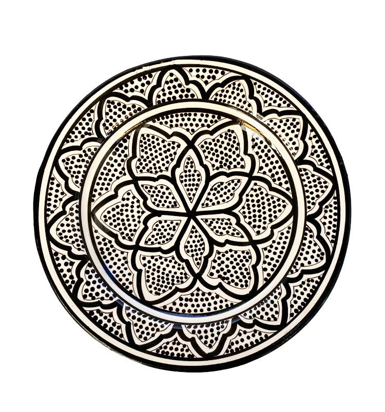 Moroccan plate black and white Ø25cm