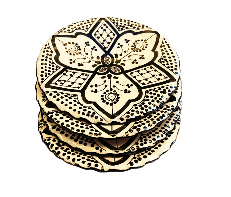 Plat de petits fours marocains noir et blanc Ø18
