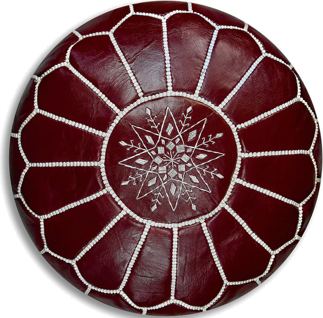 Pouf marocain rouge bordeaux