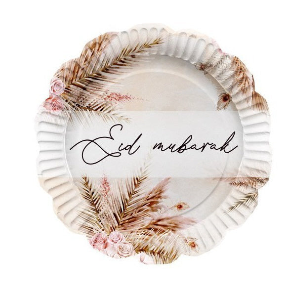 Set of 6 Eid Mubarak plates - Eid Boho Chic