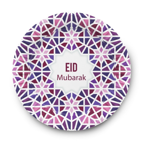 Eid Mubarak borden mozaïek – set van 6 borden met kleurrijk mozaïekdesign