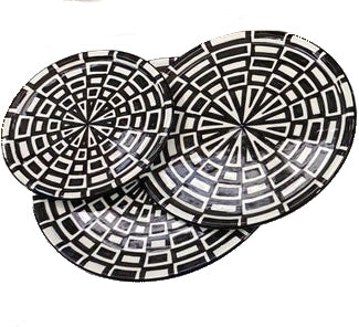 Marokkaans servies bord zwart-wit – handbeschilderd, Ø 20, 25 of 30 cm