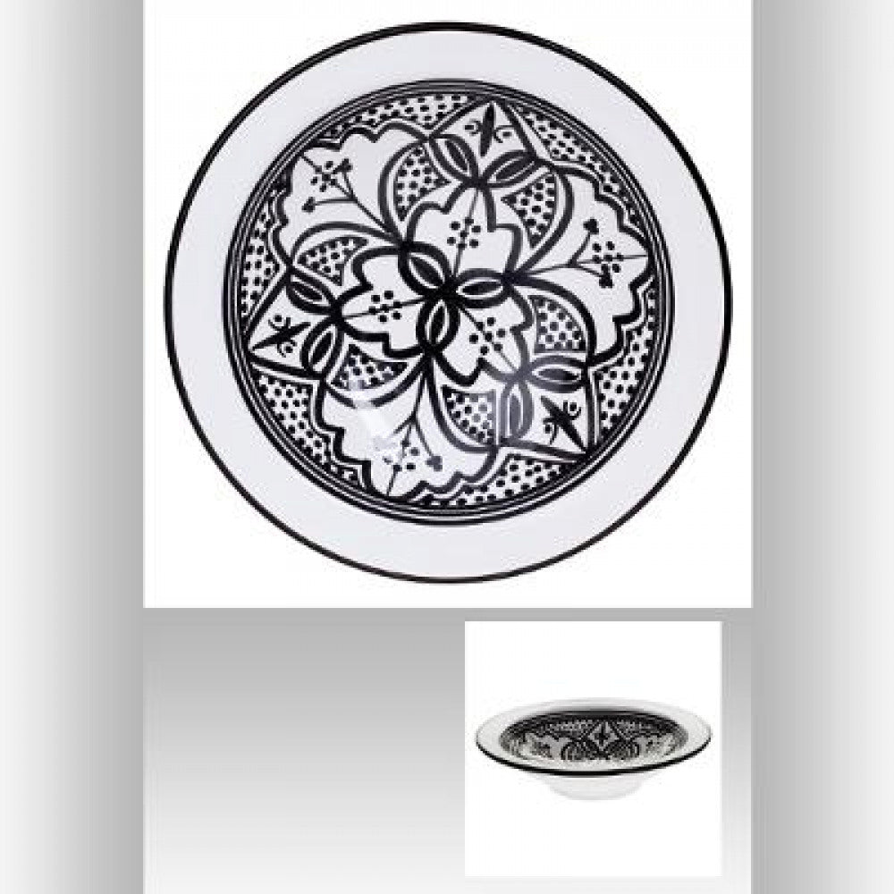Assiettes creuses noires et blanches 22cm