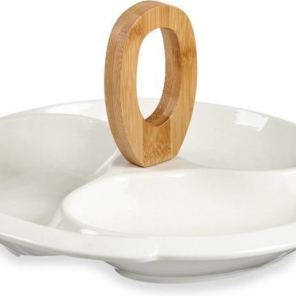 Nootjes/Borrel hapjes/Snacks/Chips serveer schaal/plateau keramiek/bamboe met 27 cm diameter