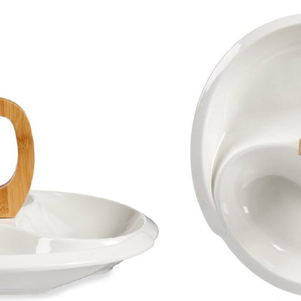 Nootjes/Borrel hapjes/Snacks/Chips serveer schaal/plateau keramiek/bamboe met 27 cm diameter