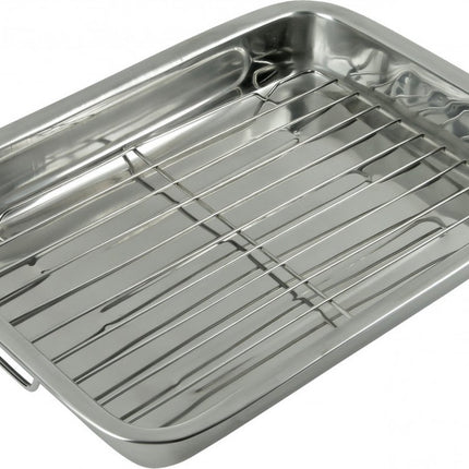 Bratblech, Backblech mit Grillrost - 40 x 29.5 x 5.5 cm