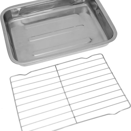 Bratblech, Backblech mit Grillrost - 40 x 29.5 x 5.5 cm