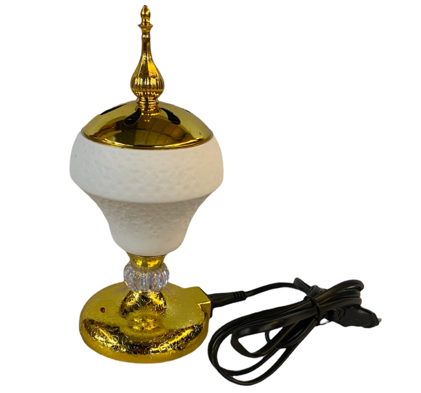 Brûleur électrique de Bakhoor blanc-doré