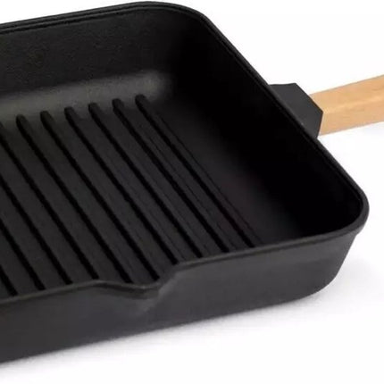 BRIZOLL Gusseisen-Grillpfanne Quadratisch mit abnehmbarem Griff - Alle Herdarten