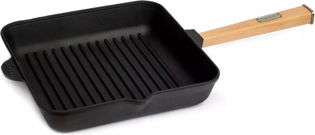 BRIZOLL Cast Iron Grill Pan Square with Detachable Handle - All heat sources