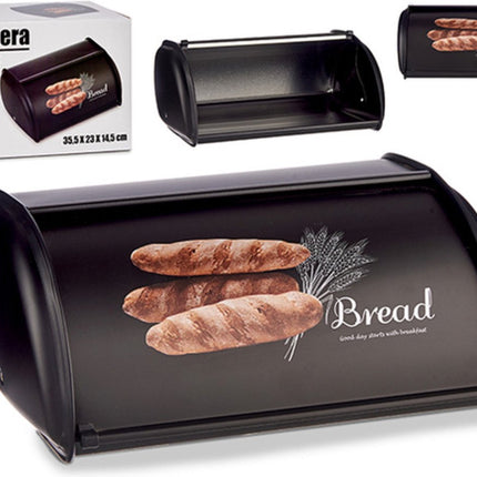 Brotkorb Schwarz Metall (23 x 14,5 x 35,5 cm)