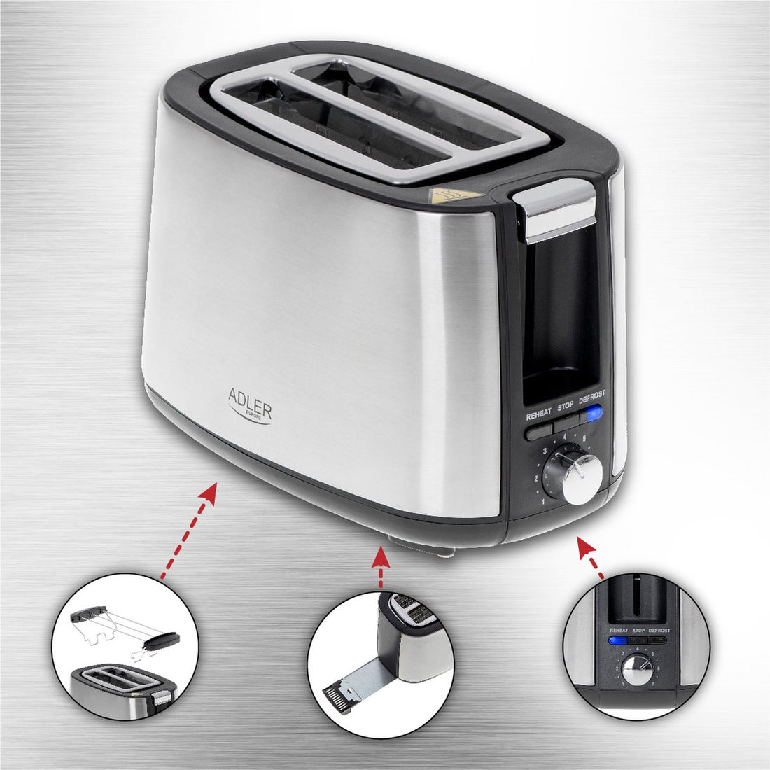 Toaster - 900W - Stainless steel