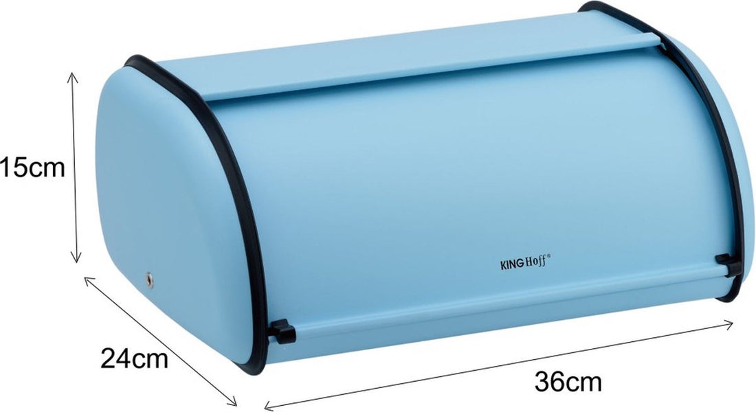 Kinghoff - Boîte à pain - Acier inoxydable - Bleu clair - Rétro - 36x24x15 cm