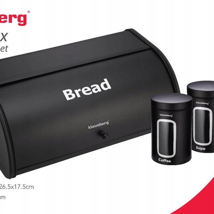 Klausberg 7098 - Brotkasten mit zusätzlichen Aufbewahrungsboxen - schwarz