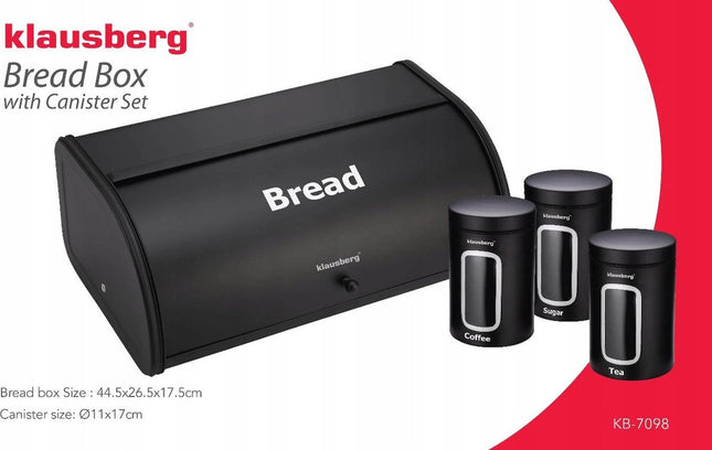 Klausberg 7098 - Brotkasten mit zusätzlichen Aufbewahrungsboxen - schwarz