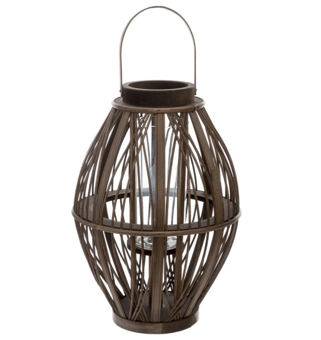 Bruin gevlochten rotan lantaarn XL