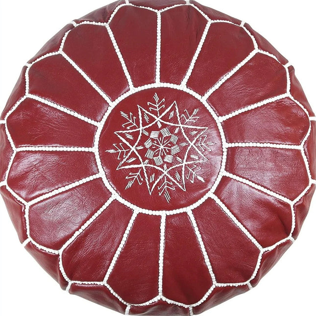 Lederpouf – handgefertigt und hochwertig – Burgunderrot