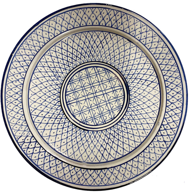Marokkaanse schaal blauw - wit 35 cm