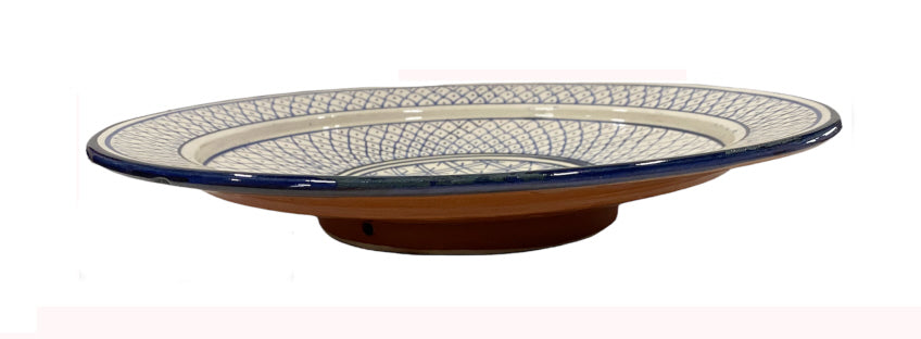 Grote Marokkaanse schaal blauw-wit – handbeschilderd aardewerk, Ø 35 cm – foto 2