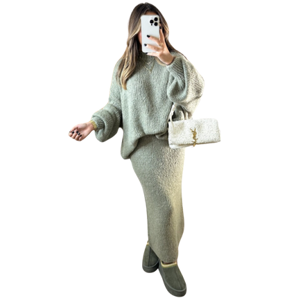 Amaya Twinset – Oversized Trui & Lange Rok – 100% Wol