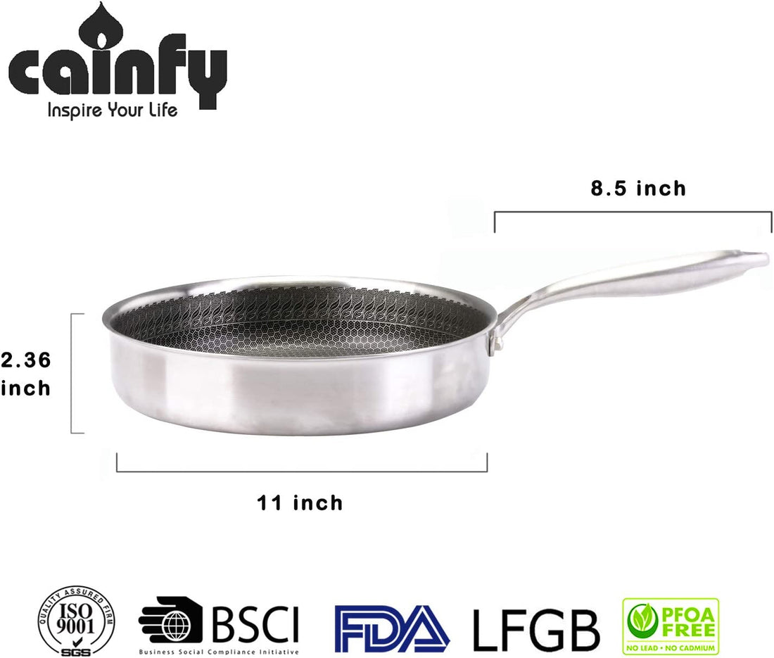 Cainfy super non-stick pro pan with lid - Ø 28 cm - Honeycomb heavy-duty non-stick - Dishwasher and oven safe