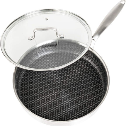 Cainfy Super Antihaft Pro Pfanne mit Deckel -Ø 28 cm - Wabenstruktur Heavy Duty Antihaft - Spülmaschinen- und ofenfest