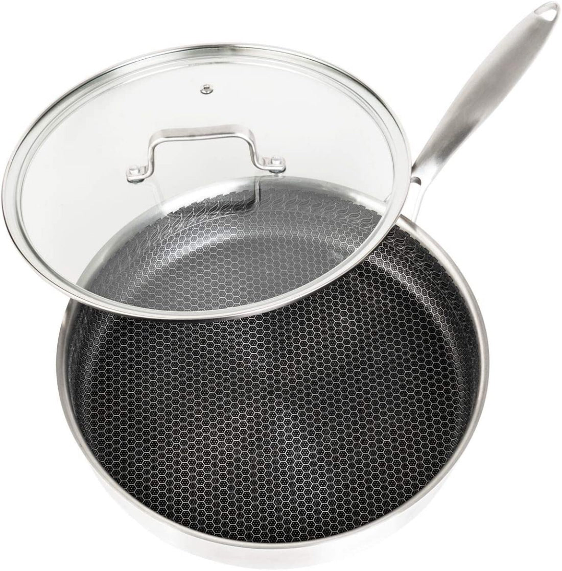 Cainfy super non-stick pro pan with lid - Ø 28 cm - Honeycomb heavy-duty non-stick - Dishwasher and oven safe