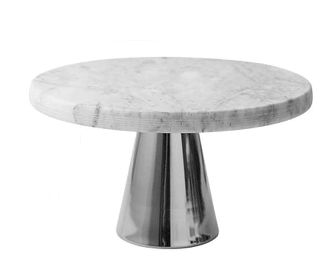 Marmorplatte auf Fuß weiß/silber