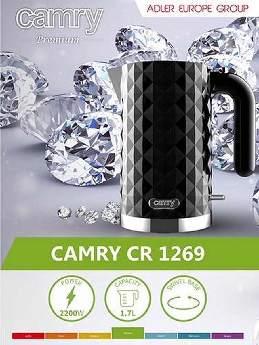 Camry CR 1269b - Kettle - 1.7 litre - trendy black