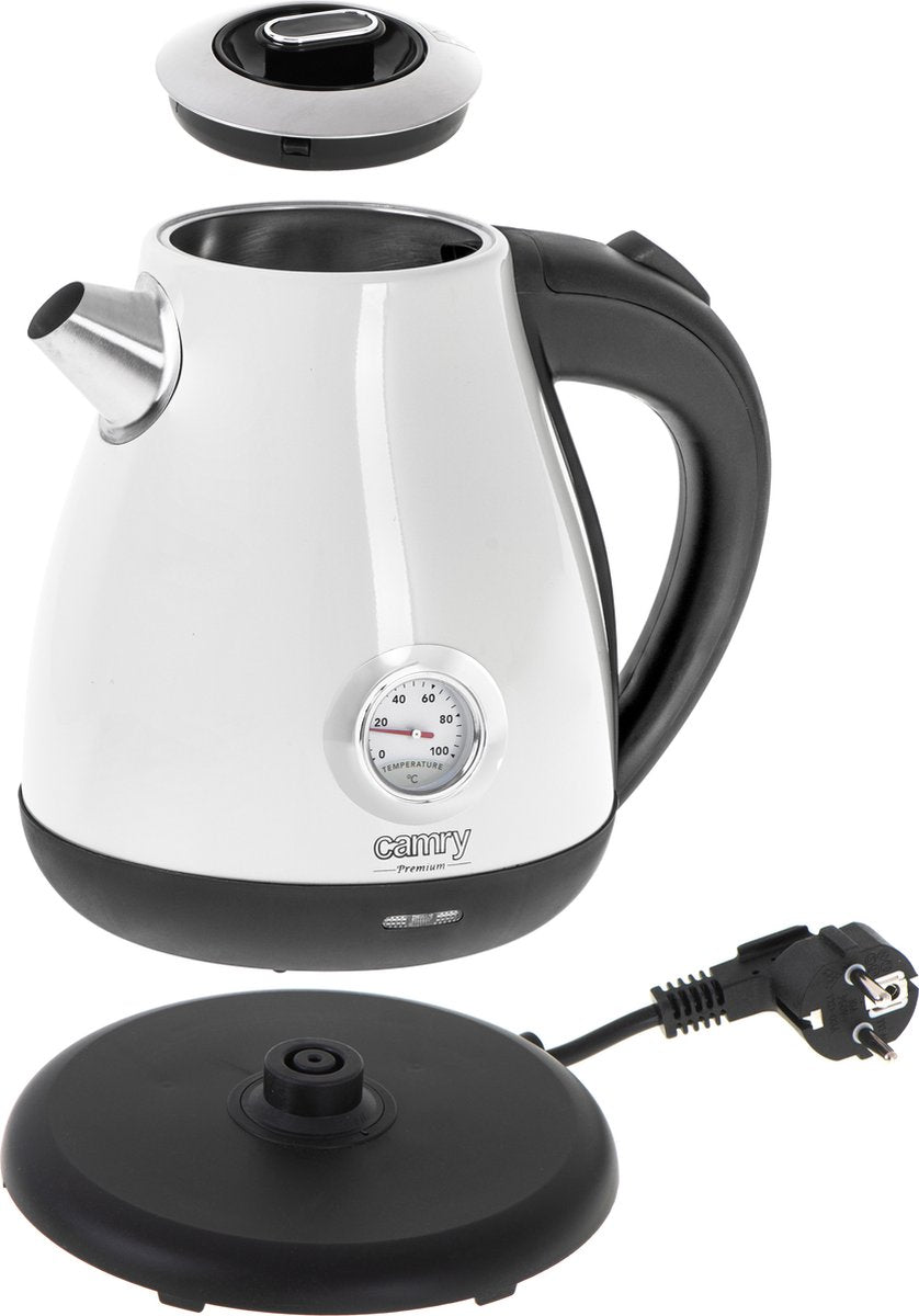 Bouilloire électrique avec thermomètre - 1,7 litre - BLANC