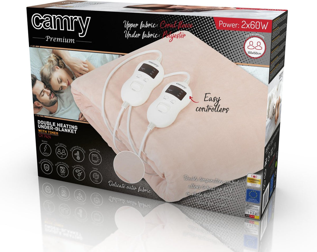 Camry CR 7424 - Couverture chauffante électrique - 2 pers. - avec minuterie
