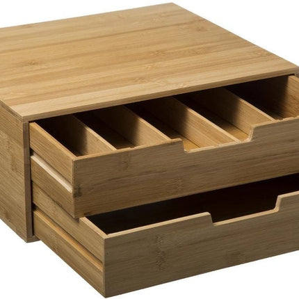 Capsulehouder Bamboe- 2 Lades - Theedoos - Opbergbox
