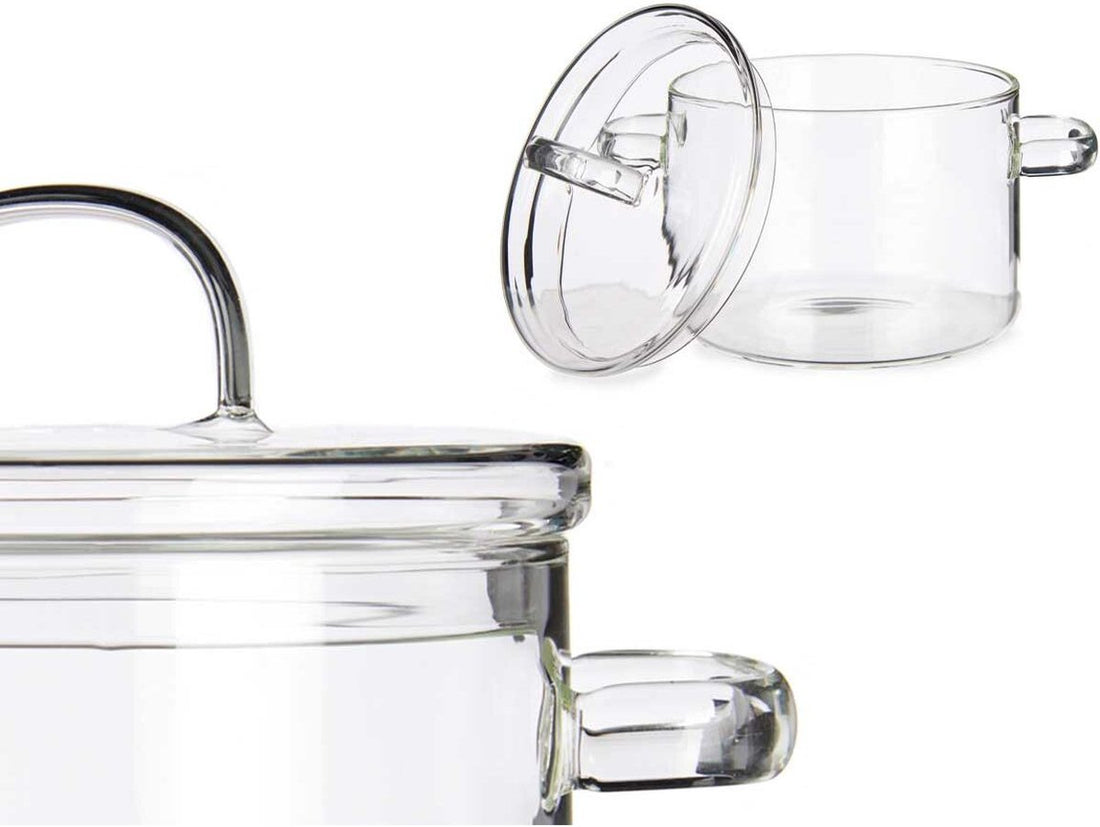 Glazen casserolepan met deksel – borosilicaatglas, 1 liter, transparant – foto 2