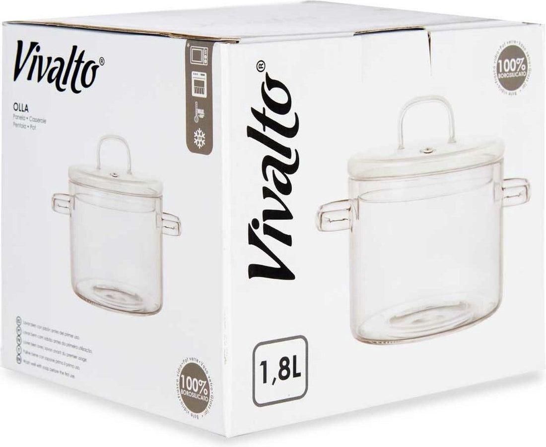 Faitout avec couvercle Verre borosilicate Transparent