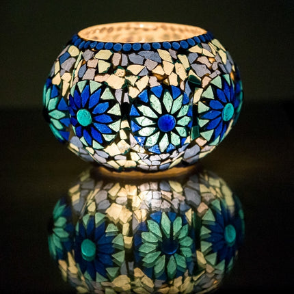 Mosaik Teelichthalter Melone blau Ø 15 cm