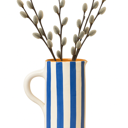 Handgemaakte Keramieken Kan met Strepen – 22 cm – Verkrijgbaar in 4 Kleuren