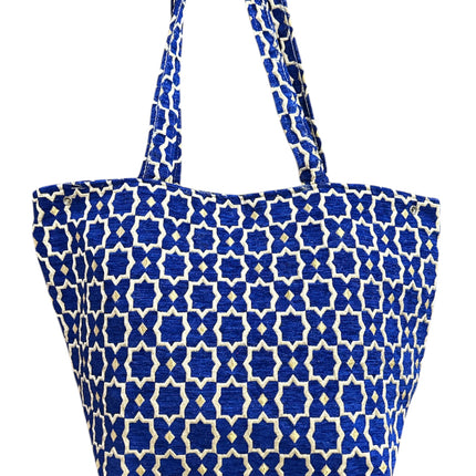 Marokkaanse Handgemaakte Fluwelen XL Shopper met Gouden Accenten - Tote Bag