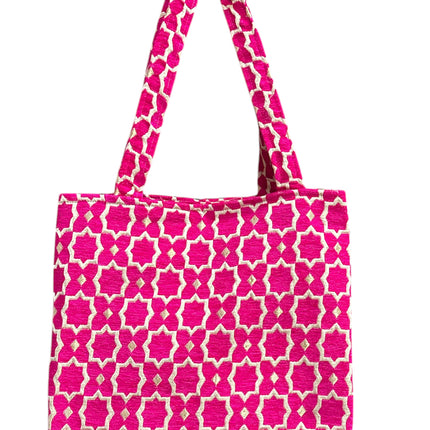 Marokkaanse Handgemaakte Fluwelen XL Shopper met Gouden Accenten - Tote Bag