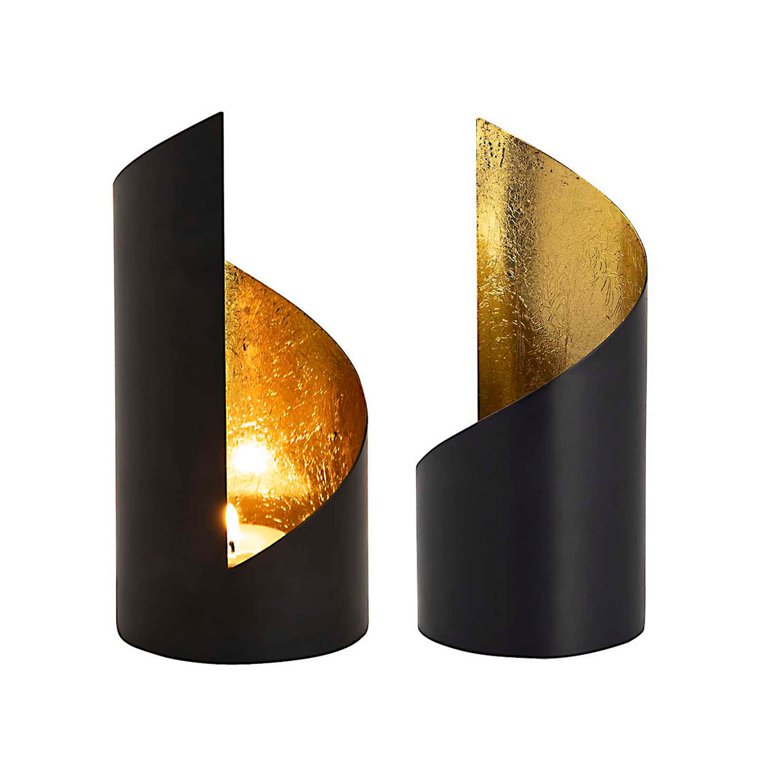 Ensemble de photophores cylindriques orientaux en métal Doré - 2 pièces