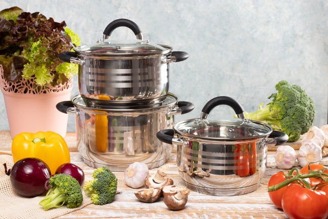 Edënbërg Classic Line – Luxuriöses Topfset – Edelstahl – 6-teilig – Sandwichboden