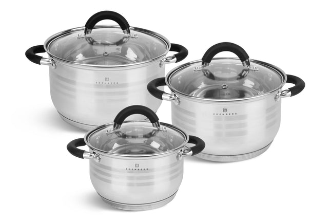 Edënbërg Classic Line – Luxuriöses Topfset – Edelstahl – 6-teilig – Sandwichboden