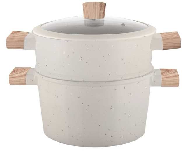 Stoompan 3-in-1 - 6,5L Couscous Pan - Inductie & Alle Warmtebronnen - Cast Aluminium - Rijst- & Groentestomer - Met Vergiet & Glasdeksel - Vaatwasmachinebestendig