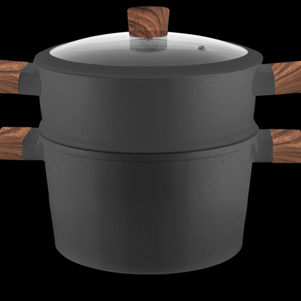 Stoompan 3-in-1 - 6,5L Couscous Pan - Inductie & Alle Warmtebronnen - Cast Aluminium - Rijst- & Groentestomer - Met Vergiet & Glasdeksel - Vaatwasmachinebestendig