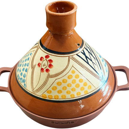 Cuilina Marokkaanse Tajine Ø30cm – Handgemaakte Aardewerken Deksel – Aluminium Bodem voor Alle Warmtebronnen