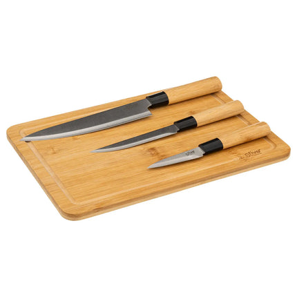 Schneidebrett mit 3 Messern - L 35 x B 25 x H 4 cm