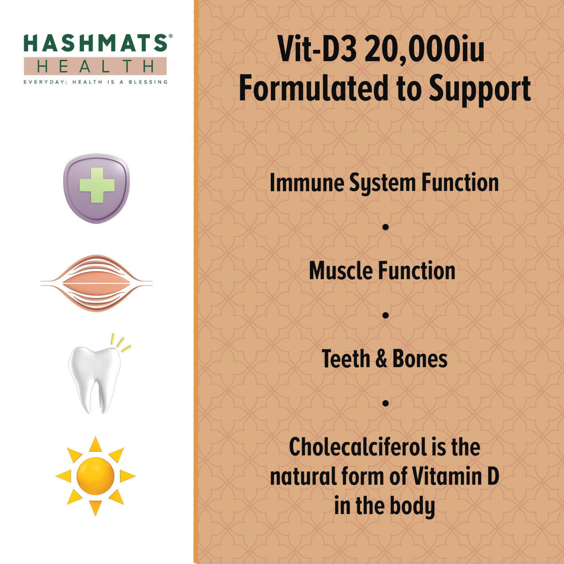 Halal Certified - Vitamin D 20000iu - Vit-D3 by HASHMATS®