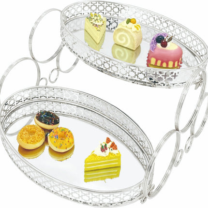 Etagere Spiegel Tablett oval 2 Etagen