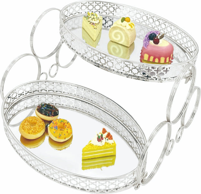 Etagere Spiegel Tablett oval 2 Etagen