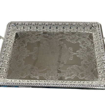 Dienblad rechthoek zilver 34x48 cm